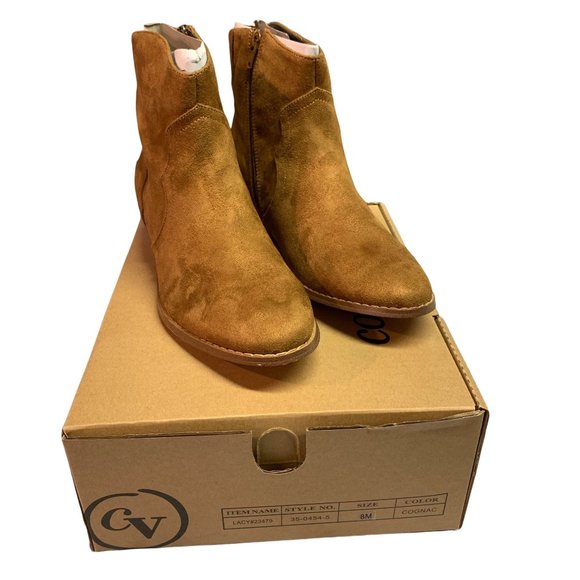 comfortview Shoes - Comfortview Lacy Bootie Brown Suede Like Sz 8M Inside Zipper Easy On and Off